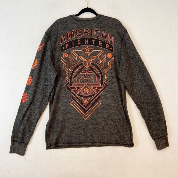 American Fighter Fowler Thermal Top Mens 3X Gray Waffle Knit Long Sleeve Graphic - Picture 3 of 5